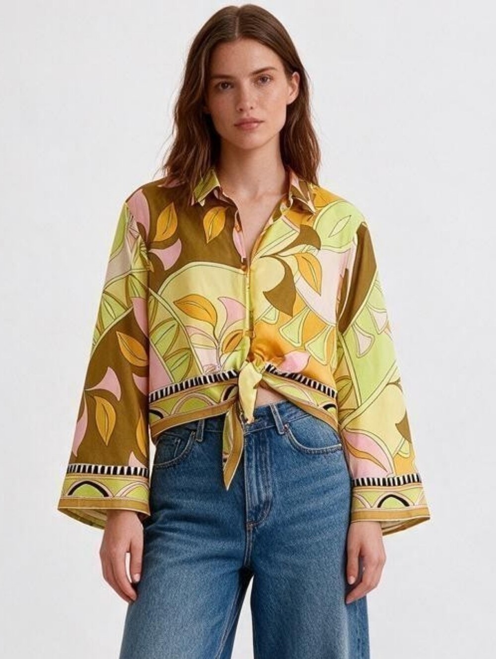 Zara Limited Edition Printed Shirt with Bow XL